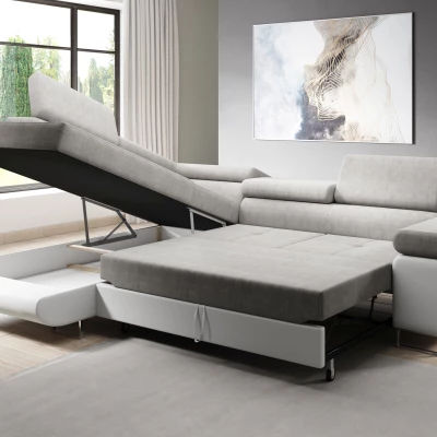 Rozkládací rohová sedačka PARASKA L - světle hnědá, pravý roh