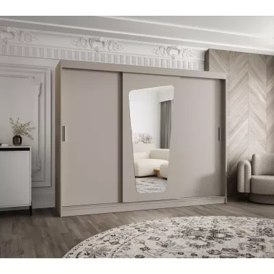 Šatní skříň 250 cm ZAMIRA se zrcadlem - kašmírová