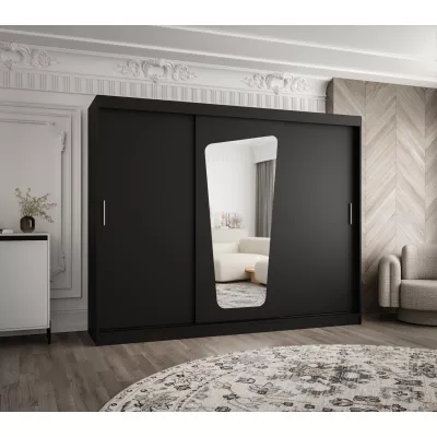 Šatní skříň 250 cm ZAMIRA se zrcadlem - černá
