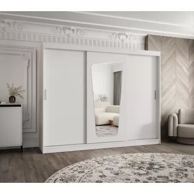 Šatní skříň 250 cm ZAMIRA se zrcadlem - bílá