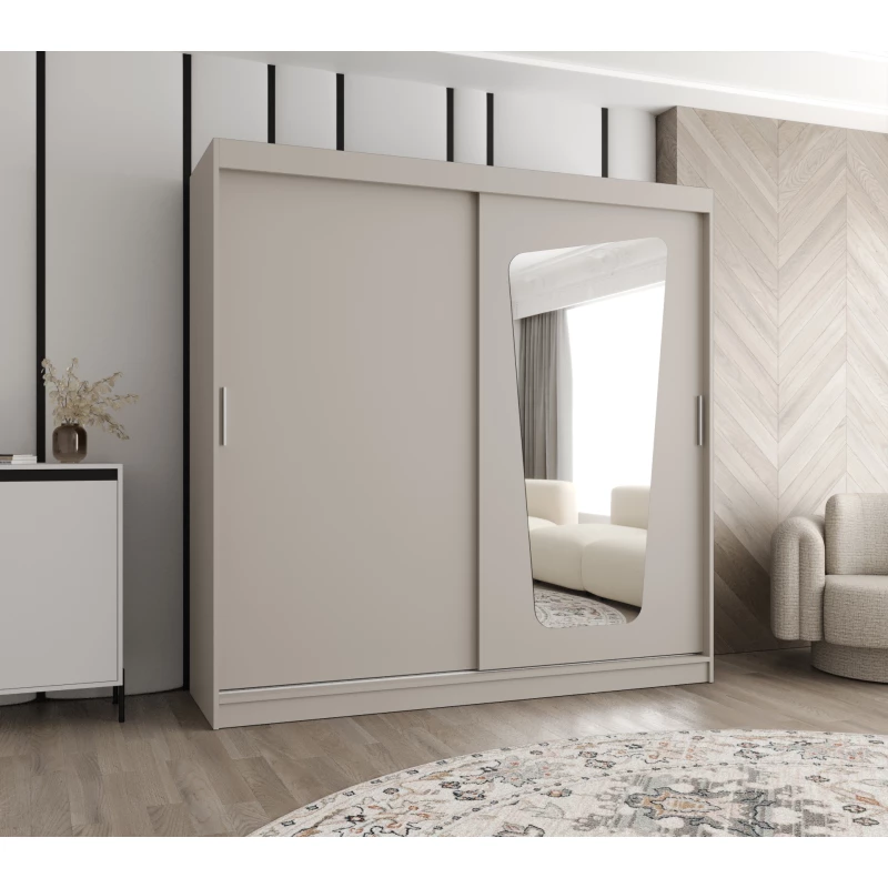 Šatní skříň 200 cm ZAMIRA se zrcadlem - kašmírová