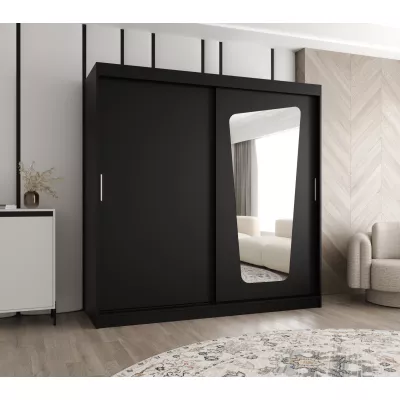 Šatní skříň 200 cm ZAMIRA se zrcadlem - černá