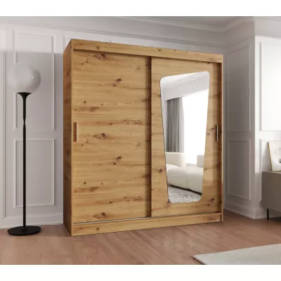 Šatní skříň 180 cm ZAMIRA se zrcadlem - dub artisan