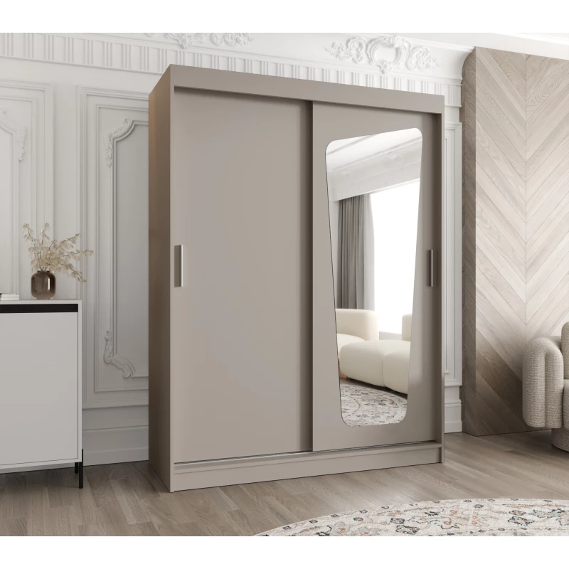 Šatní skříň 150 cm ZAMIRA se zrcadlem - kašmírová