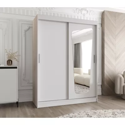 Šatní skříň 150 cm ZAMIRA se zrcadlem - bílá
