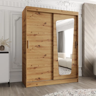 Šatní skříň 150 cm ZAMIRA se zrcadlem - dub artisan
