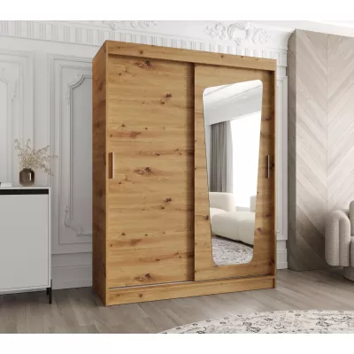 Šatní skříň 150 cm ZAMIRA se zrcadlem - dub artisan