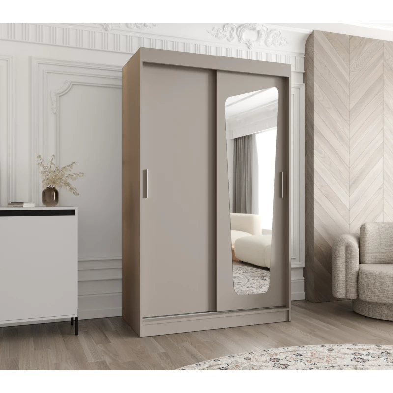 Šatní skříň 120 cm ZAMIRA se zrcadlem - kašmírová