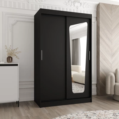 Šatní skříň 120 cm ZAMIRA se zrcadlem - černá