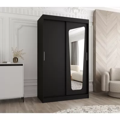 Šatní skříň 120 cm ZAMIRA se zrcadlem - černá