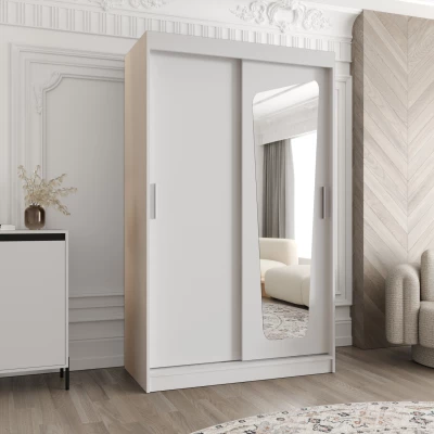 Šatní skříň 120 cm ZAMIRA se zrcadlem - bílá