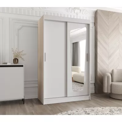 Šatní skříň 120 cm ZAMIRA se zrcadlem - bílá