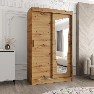 Šatní skříň 120 cm ZAMIRA se zrcadlem - dub artisan