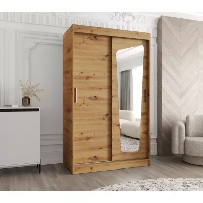 Šatní skříň 120 cm ZAMIRA se zrcadlem - dub artisan