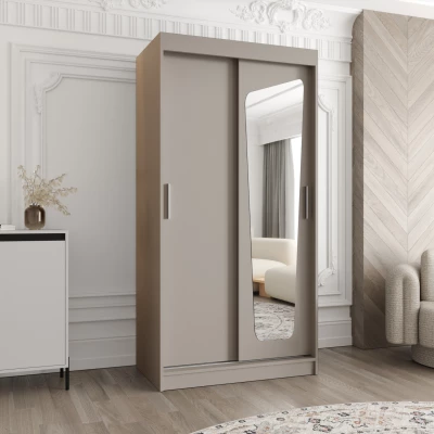 Šatní skříň 100 cm ZAMIRA se zrcadlem - kašmírová