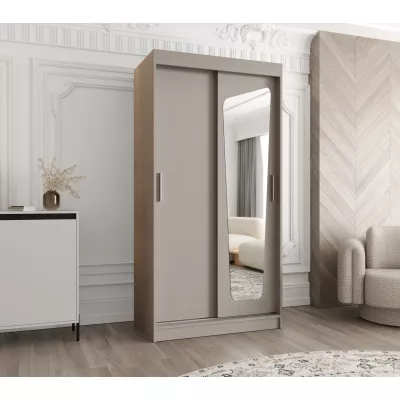 Šatní skříň 100 cm ZAMIRA se zrcadlem - kašmírová
