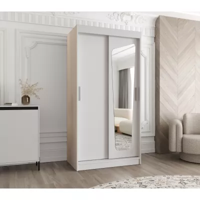 Šatní skříň 100 cm ZAMIRA se zrcadlem - bílá