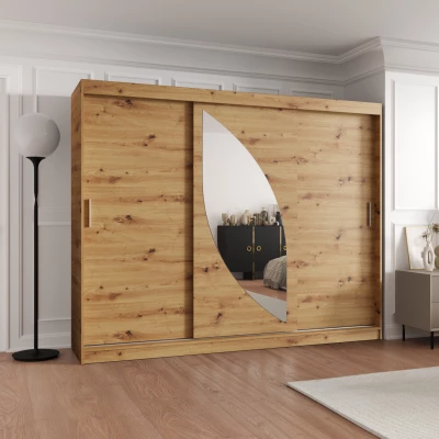 Šatní skříň 250 cm SUDENA s posuvnými dveřmi - dub artisan