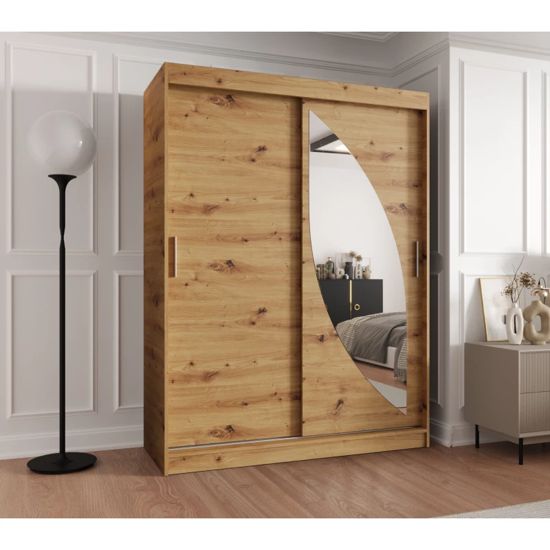 Šatní skříň 150 cm SUDENA s posuvnými dveřmi - dub artisan