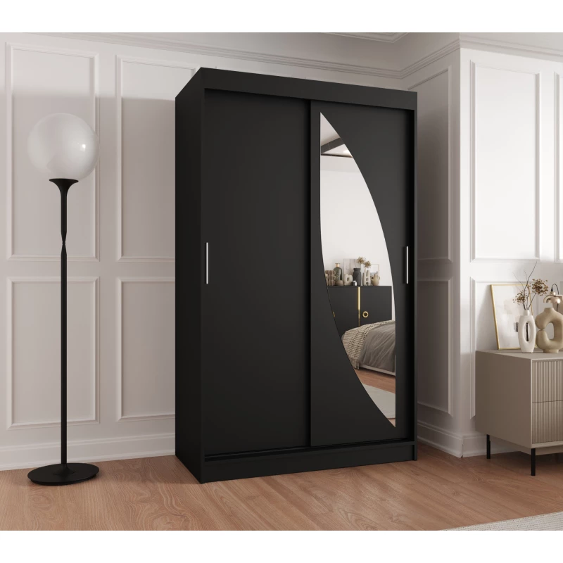 Šatní skříň 120 cm SUDENA s posuvnými dveřmi - černá