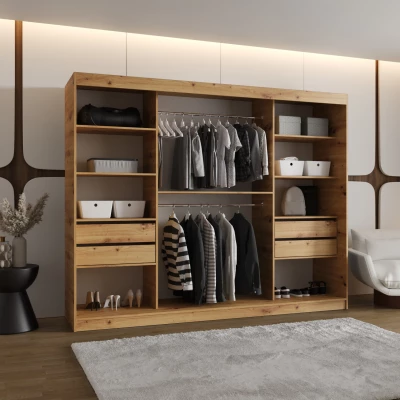 Šatní skříň 250 cm CEYDA - dub artisan