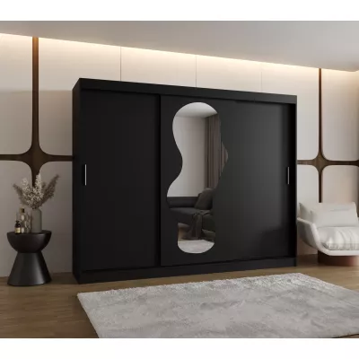 Šatní skříň 250 cm BEYZA se zrcadlem - černá