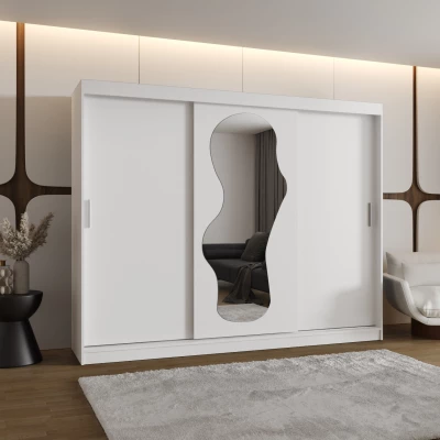 Šatní skříň 250 cm BEYZA se zrcadlem - bílá