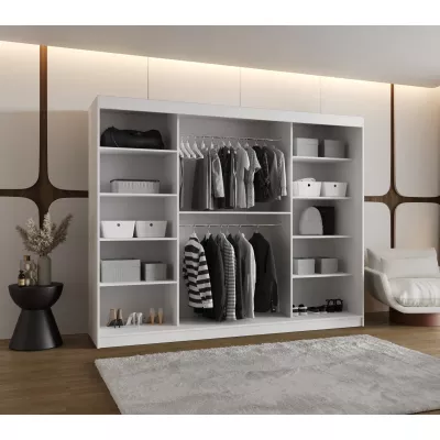 Šatní skříň 250 cm BEYZA se zrcadlem - bílá