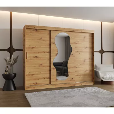 Šatní skříň 250 cm BEYZA se zrcadlem - dub artisan