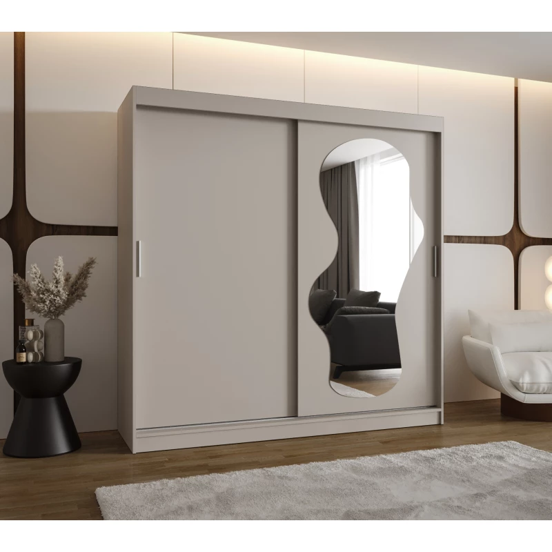 Šatní skříň 200 cm BEYZA se zrcadlem - kašmírová