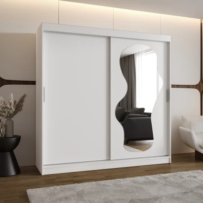 Šatní skříň 200 cm BEYZA se zrcadlem - bílá