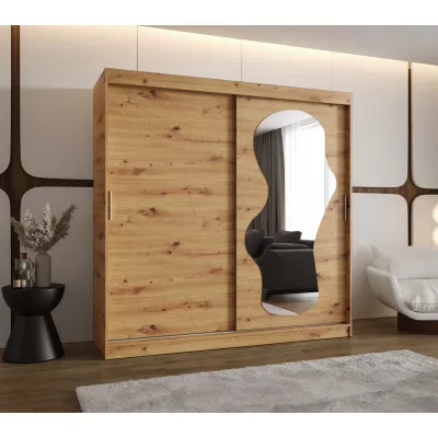 Šatní skříň 200 cm BEYZA se zrcadlem - dub artisan
