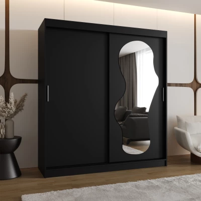 Šatní skříň 180 cm BEYZA se zrcadlem - černá