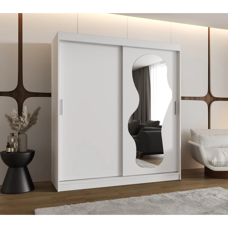 Šatní skříň 180 cm BEYZA se zrcadlem - bílá