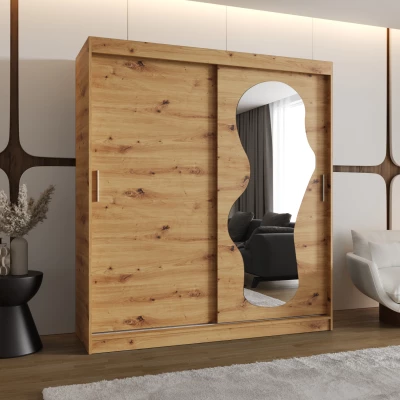 Šatní skříň 180 cm BEYZA se zrcadlem - dub artisan