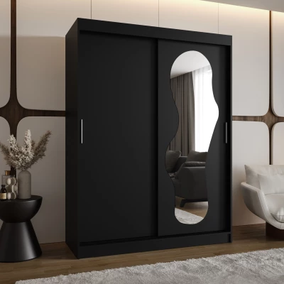 Šatní skříň 150 cm BEYZA se zrcadlem - černá