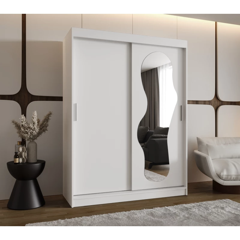 Šatní skříň 150 cm BEYZA se zrcadlem - bílá