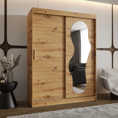 Šatní skříň 150 cm BEYZA se zrcadlem - dub artisan
