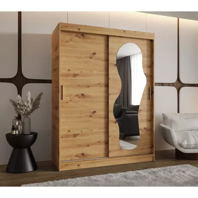 Šatní skříň 150 cm BEYZA se zrcadlem - dub artisan