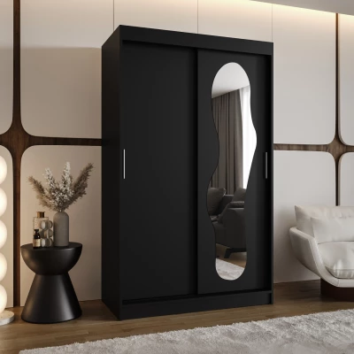 Šatní skříň 120 cm BEYZA se zrcadlem - černá