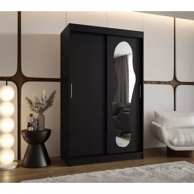 Šatní skříň 120 cm BEYZA se zrcadlem - černá