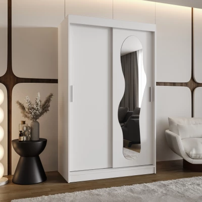 Šatní skříň 120 cm BEYZA se zrcadlem - bílá