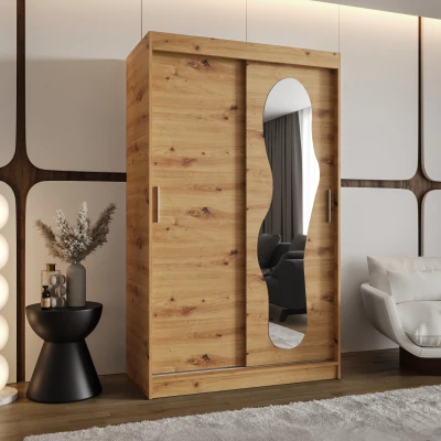 Šatní skříň 120 cm BEYZA se zrcadlem - dub artisan