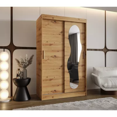 Šatní skříň 120 cm BEYZA se zrcadlem - dub artisan
