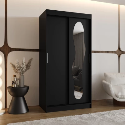 Šatní skříň 100 cm BEYZA se zrcadlem - černá