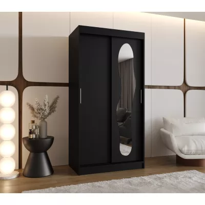 Šatní skříň 100 cm BEYZA se zrcadlem - černá