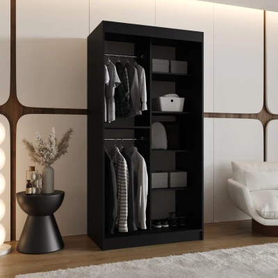 Šatní skříň 100 cm BEYZA se zrcadlem - černá