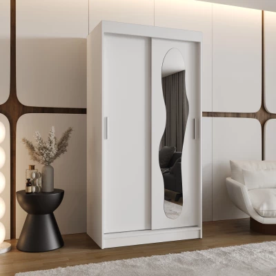 Šatní skříň 100 cm BEYZA se zrcadlem - bílá