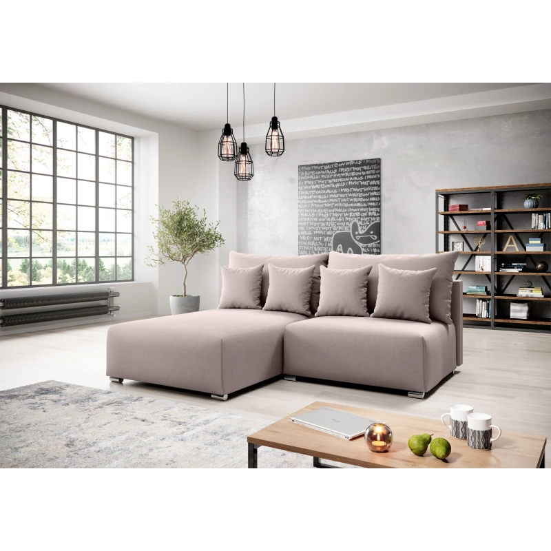 Malá sedací souprava ROSIANA - pudrově růžová, levý roh