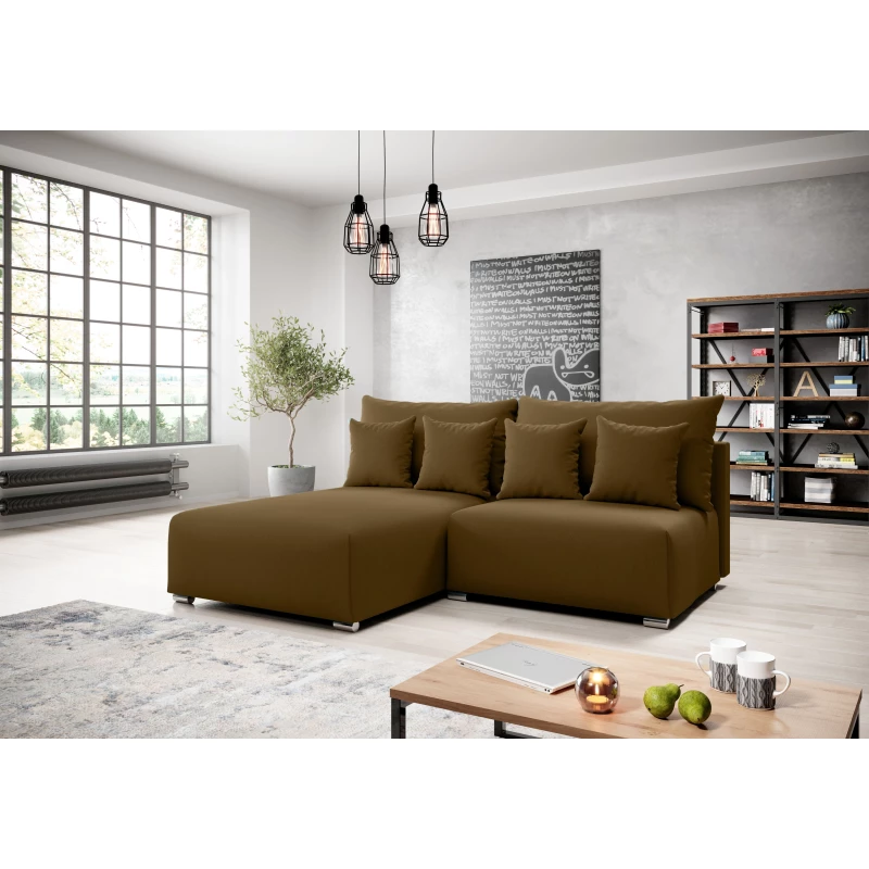 Malá sedací souprava ROSIANA - tmavě hnědá, levý roh